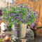 10 Bundles Artificial Flowers for Outdoor & Indoor Decor - UV Resistant Faux Blue Eucalyptus Plastic Plants - Vibrant Maintenance-Free Shrubs for Garden, Porch, & Window Boxes